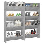 vidaXL Armoires à chaussures murales 4 Pièces gris béton bois ingénierie