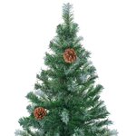 vidaXL Arbre de Noël givré pré-éclairé et boules pommes de pin 150 cm