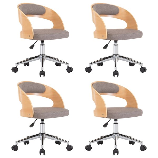 vidaXL Chaises pivotantes à manger lot de 4 taupe bois courbé et tissu