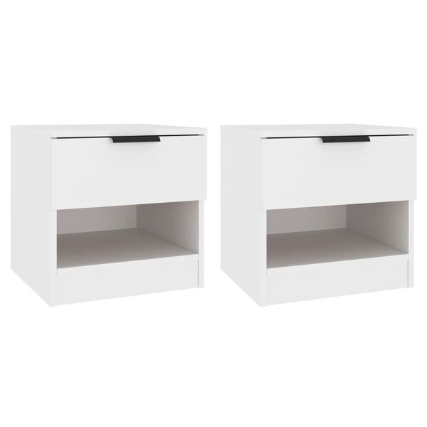 vidaXL Tables de chevet 2 Pièces Blanc Bois d'ingénierie