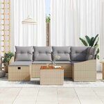 vidaXL Ensemble de canapé de jardin 7 Pièces Beige Poly rotin