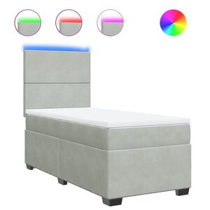 vidaXL Sommier à lattes de lit et matelas Gris clair 100x200cm Velours