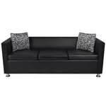 vidaXL Jeu de canapé à 2 places et à 3 places et fauteuil Noir