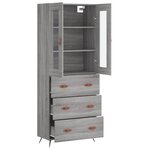 vidaXL Buffet haut Sonoma gris 69 5x34x180 cm Bois d'ingénierie