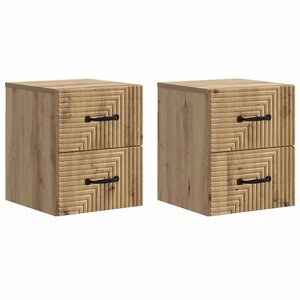 vidaXL Cabinet de chevet mural 2 pc Chêne artisanal 34 5 x 33 x 40 cm