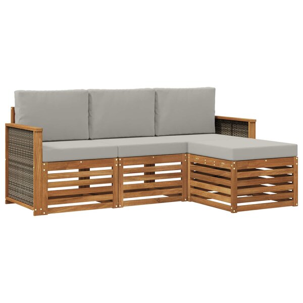 vidaXL Ensemble de canapés d'extérieur 4 pc Naturel et gris clair