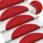 vidaXL Tapis d'escalier 30 pièces 65 x 21 x 4 cm Rouge Demi-rond Grand