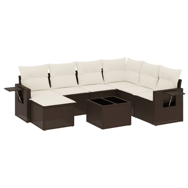 vidaXL Salon de jardin 8 Pièces avec coussins marron résine tressée