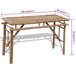 vidaXL Table de brasserie avec 2 bancs 100 cm Bambou