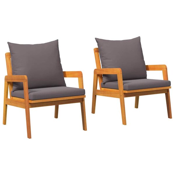 vidaXL Chaise de jardin avec coussin 2 Pièces Marron Bois d'acacia massif