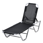 Bain de soleil transat design contemporain dossier inclinable multi-positions alu textilène noir
