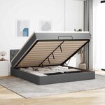 vidaXL Lit ottoman avec matelas et LED Gris foncé 180x200 cm tissu