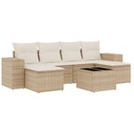 vidaXL Salon de jardin avec coussins 7 Pièces beige résine tressée