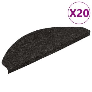 vidaXL Tapis d'escalier auto-adhésifs 20 Pièces noir 56x17x3 cm