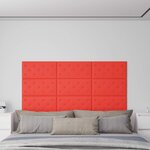 vidaXL Tête de lit murale 12 Pièces Rouge 60 x 30 cm Simili cuir