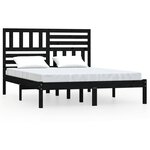 vidaXL Cadre de lit noir 150x200 cm très grand bois de pin massif