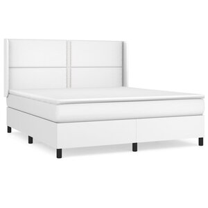 vidaXL Sommier à lattes de lit avec matelas Blanc 160x200cm Similicuir