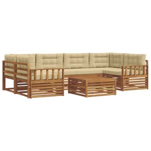 vidaXL Ensemble de canapés d'extérieur 7 pc Naturel et Beige