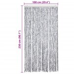 vidaXL Rideau anti-mouches blanc et gris 100x230 cm chenille