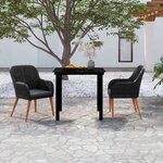 vidaXL Ensemble à manger de jardin avec coussins 3 Pièces noir