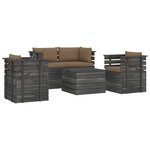 vidaXL Salon palette de jardin 5 Pièces avec coussins Bois de pin massif