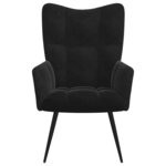 vidaXL Chaise de relaxation avec tabouret Noir Velours