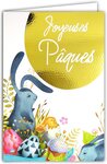Carte Joyeuses PÂQUES Lapin Poussin en Or Doré Brillant avec Enveloppe 12x17 5cm