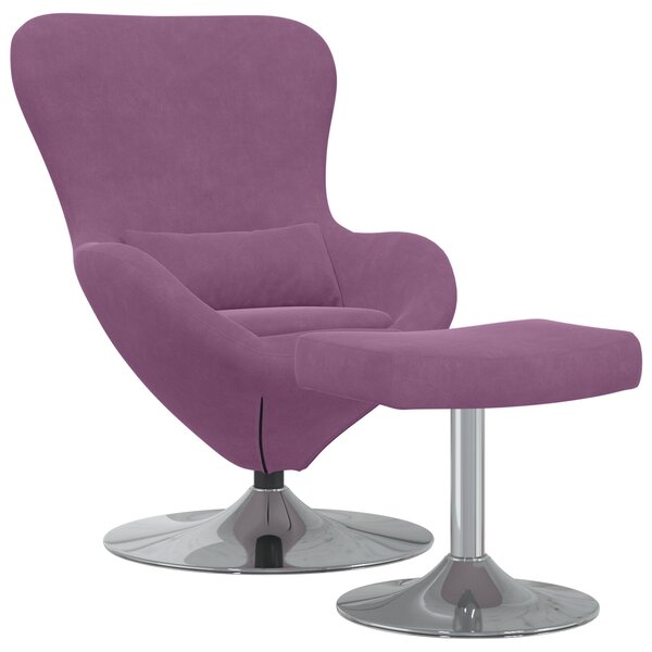 Fauteuil œuf vidaXL avec repose-pieds en velours pourpre