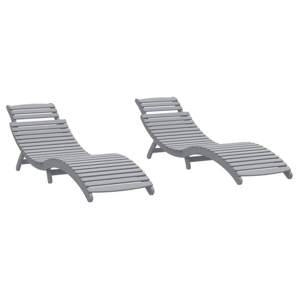 vidaXL Chaises longues lot de 2 gris 184x55x64 cm bois massif acacia
