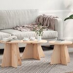vidaXL Table basse 3 Pièces Naturel 49 x 49 x 30 cm Bois de pin massif