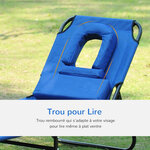 Transat de jardin chaise longue pliante bain de soleil pour lecture bleu