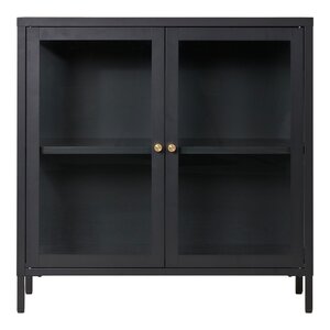 Armoire 2 portes vitrées acier noir 80 x 35 x 80 cm