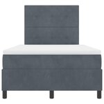 Lit Box Spring avec Matelas Gris Foncé Petit Double Velours