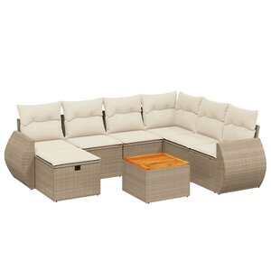 vidaXL Salon de jardin avec coussins 8 Pièces beige résine tressée
