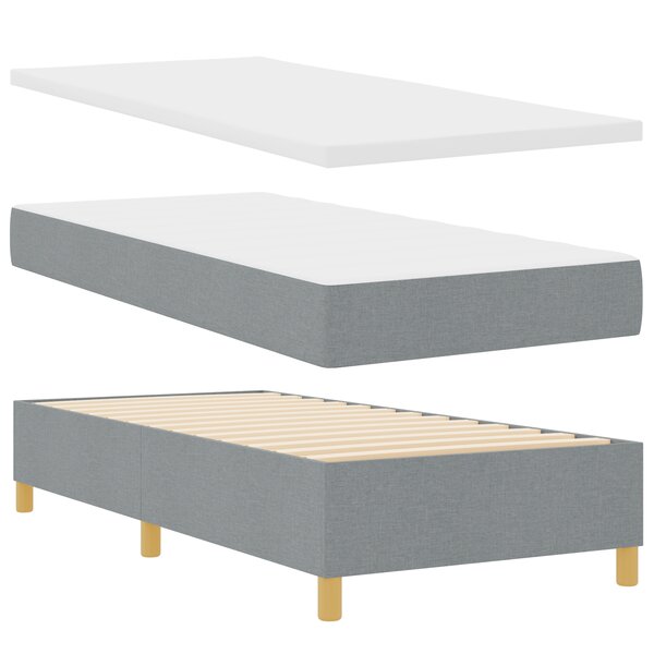 vidaXL Lit avec sommier et banc gris clair 100x200 cm tissu