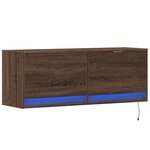 vidaXL Meuble TV mural avec lumières LED chêne marron 100x31x35 cm