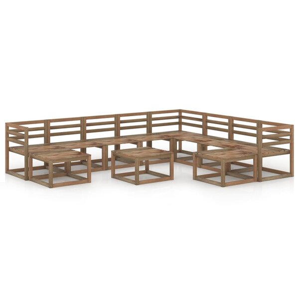 vidaXL Salon de jardin 11 Pièces Marron Bois de pin imprégné