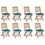 vidaXL Chaises pliables d'extérieur et coussins lot de 8 Bois d'acacia