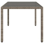 vidaXL Table de jardin dessus en verre Gris 190x90x75cm Résine tressée