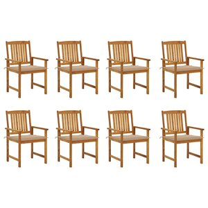 vidaXL Chaises de jardin avec coussins lot de 8 Bois d'acacia solide