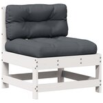 vidaXL Salon de jardin 5 Pièces avec coussins blanc bois massif de pin
