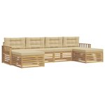 vidaXL Ensembles de canapés 6 Pièces Blanc et Beige Bois d'Acacia Massif