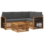 vidaXL Ensemble de canapés d'extérieur 5 Pièces Naturel et Anthracite
