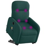 vidaXL Fauteuil inclinable de massage électrique Vert foncé Tissu