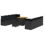 vidaXL Ensemble de canapé de jardin 11 Pièces Noir Poly rotin
