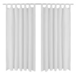 2 Pièces Rideau à Passant Micro Satin Blanc 140 x 225 cm