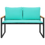 vidaXL banc avec coussin Noir et turquoise 115 x 65 x 72 cm Rotin