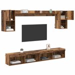 vidaXL Unités murales TV avec LED 6 Pièces Bois ancien Bois d'ingénierie
