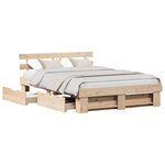 vidaXL Cadre de lit avec tête de lit Marron 150 x 200 cm Pin massif