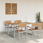 vidaXL Ensemble de salle à manger pour jardin 5 Pièces Gris et marron